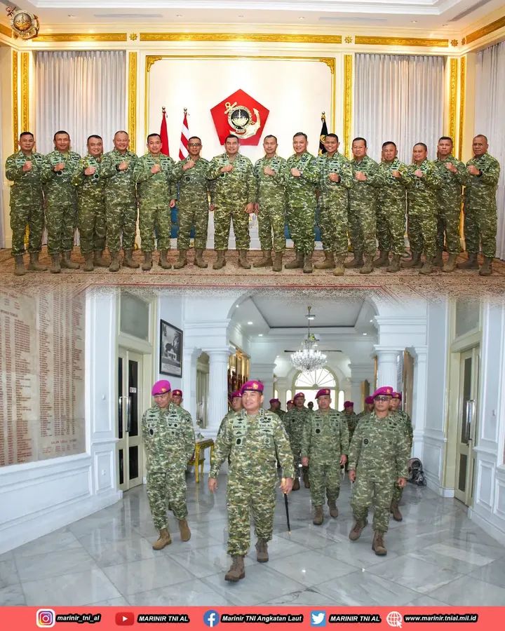 Pangkormar Terima Laporan Korps Kenaikan Pangkat Empat Perwira Tinggi Korps Marinir TNI AL