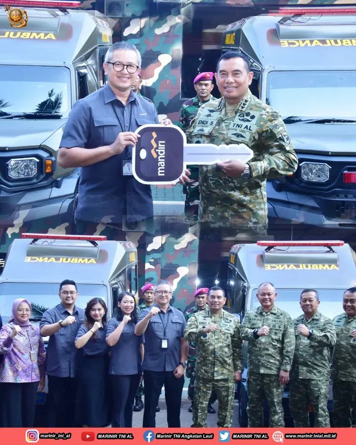 Sinergi TNI AL dan Bank Mandiri Makin Kuat, Pangkormar Terima Kendaraan Ambulans Operasional