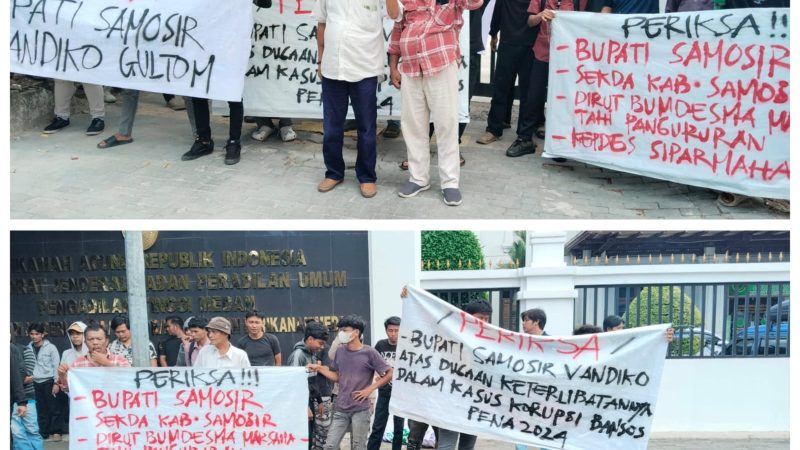 “Sidang Bansos PENA Samosir Bergulir, Massa Desak Seret Bupati dan Sekda”