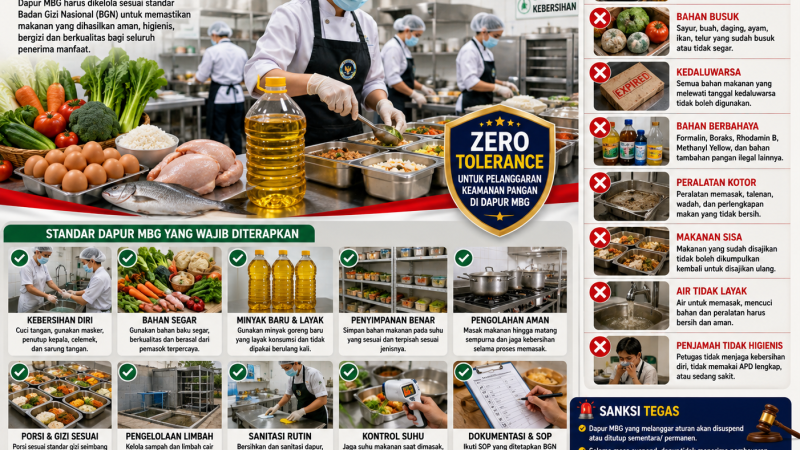 Kepala BGN Sudaryono Tegaskan Zero Tolerance : Dapur MBG yang Langgar Aturan Akan Ditutup dan Tidak Dibayar