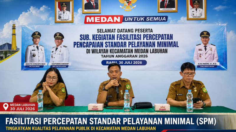 Perkuat Kualitas Pelayanan Publik, Kecamatan Medan Labuhan Gelar Fasilitasi Percepatan Pencapaian Standar Pelayanan Minimal (SPM)