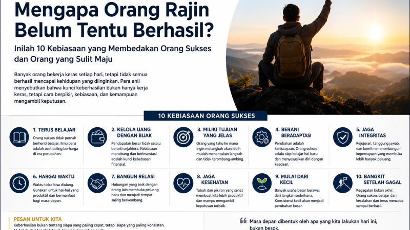 Mengapa Orang Rajin Belum Tentu Berhasil? Inilah 10 Kebiasaan yang Membedakan Orang Sukses dan Orang yang Sulit Maju
