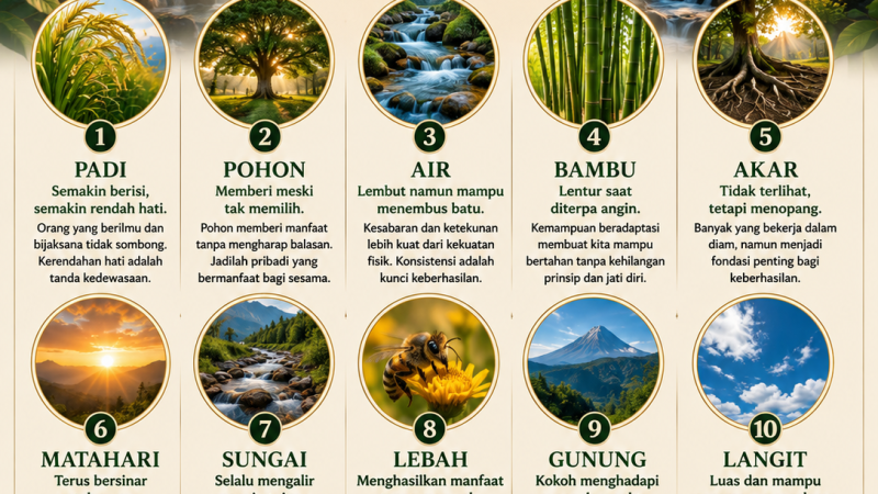 “Belajar dari Alam: Filosofi Kehidupan yang Mengajarkan Kebijaksanaan, Kerendahan Hati, dan Arti Menjadi Manusia yang Bermanfaat”