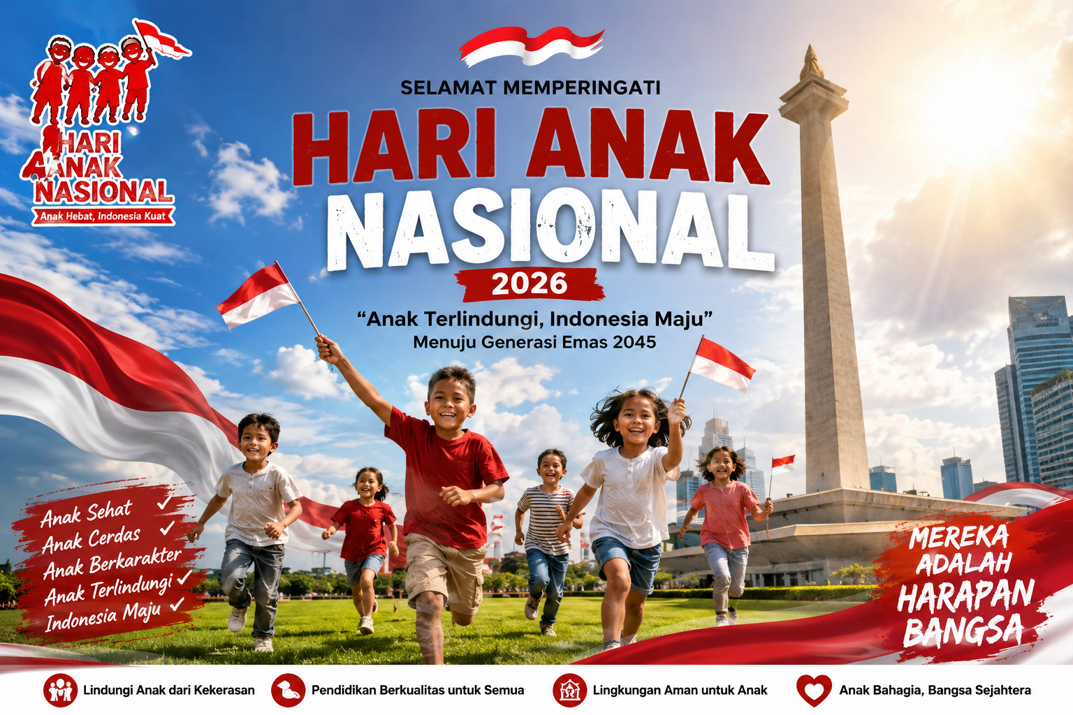 Hari Anak Nasional 2026 : Anak Terlindungi, Indonesia Maju Menuju Generasi Emas 2045