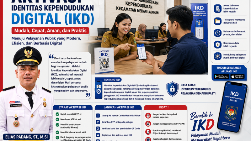 Permudah Pelayanan Publik, Kecamatan Medan Labuhan Gencarkan Aktivasi Identitas Kependudukan Digital (IKD)