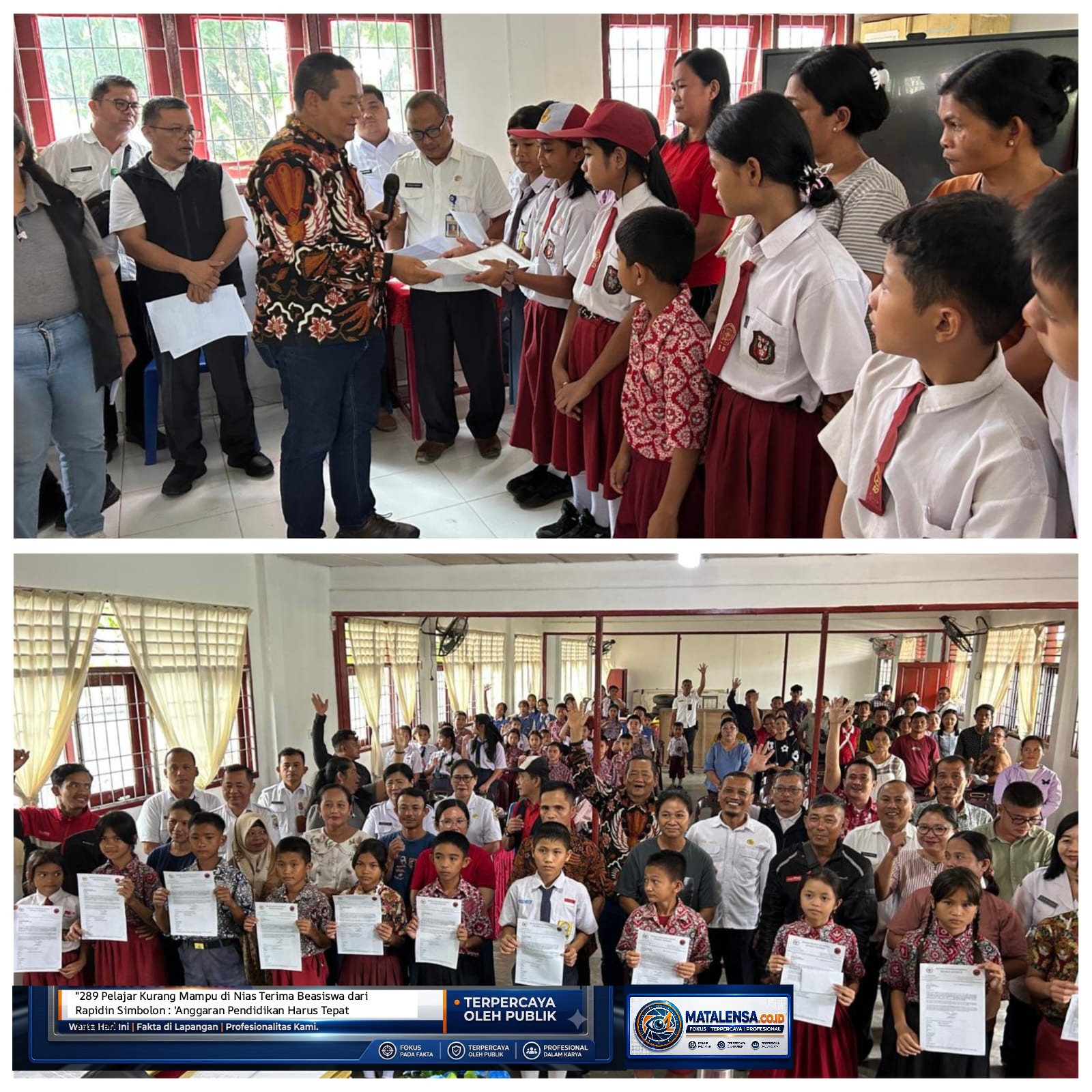 289 Pelajar Kurang Mampu di Nias Terima Beasiswa dari Rapidin Simbolon : ‘Anggaran Pendidikan Harus Tepat Sasaran