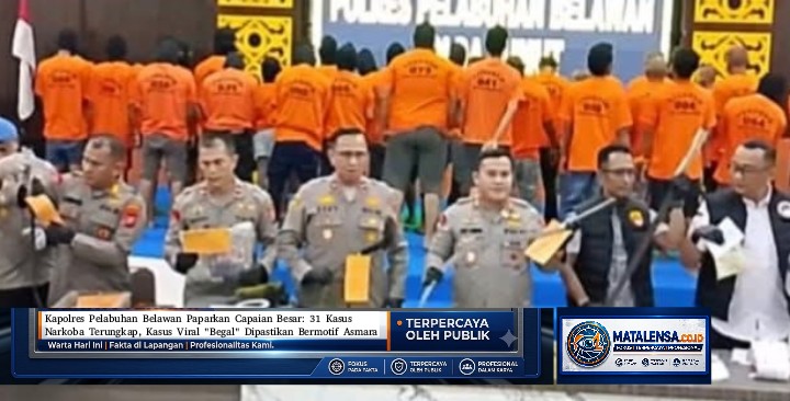 Kapolres Pelabuhan Belawan Paparkan Capaian Besar: 31 Kasus Narkoba Terungkap, Kasus Viral “Begal” Dipastikan Bermotif Asmara