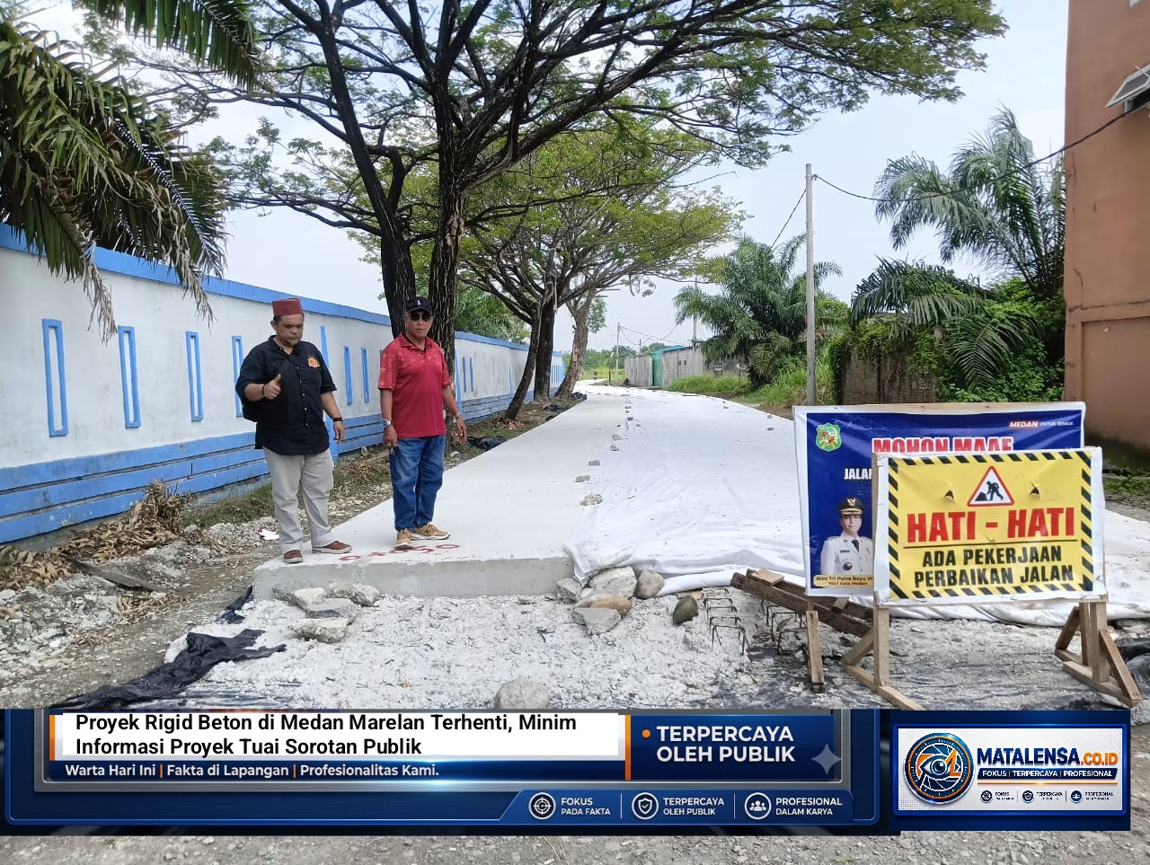 Proyek Rigid Beton di Medan Marelan Terhenti, Minim Informasi Proyek Tuai Sorotan Publik