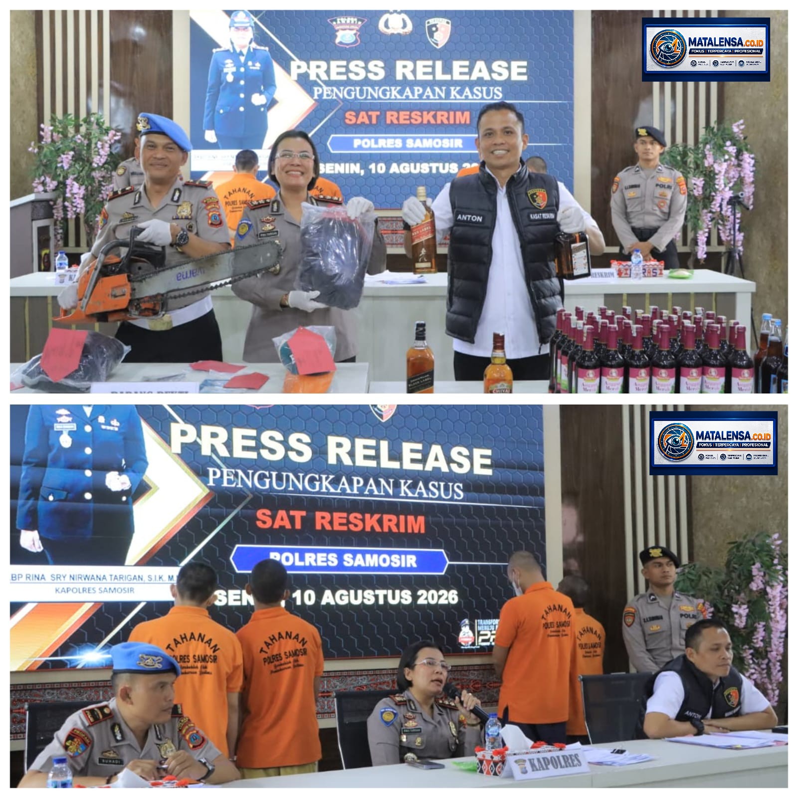 “BRAVO ! Polres Samosir Bongkar 7 Kasus Kriminal : Dari Ilegal Logging hingga Curanmor dan Penikaman”