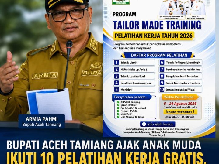 Bupati Aceh Tamiang Ajak Generasi Muda Ikuti 10 Pelatihan Kerja Gratis, Siapkan SDM Unggul Menuju Dunia Kerja dan Wirausaha