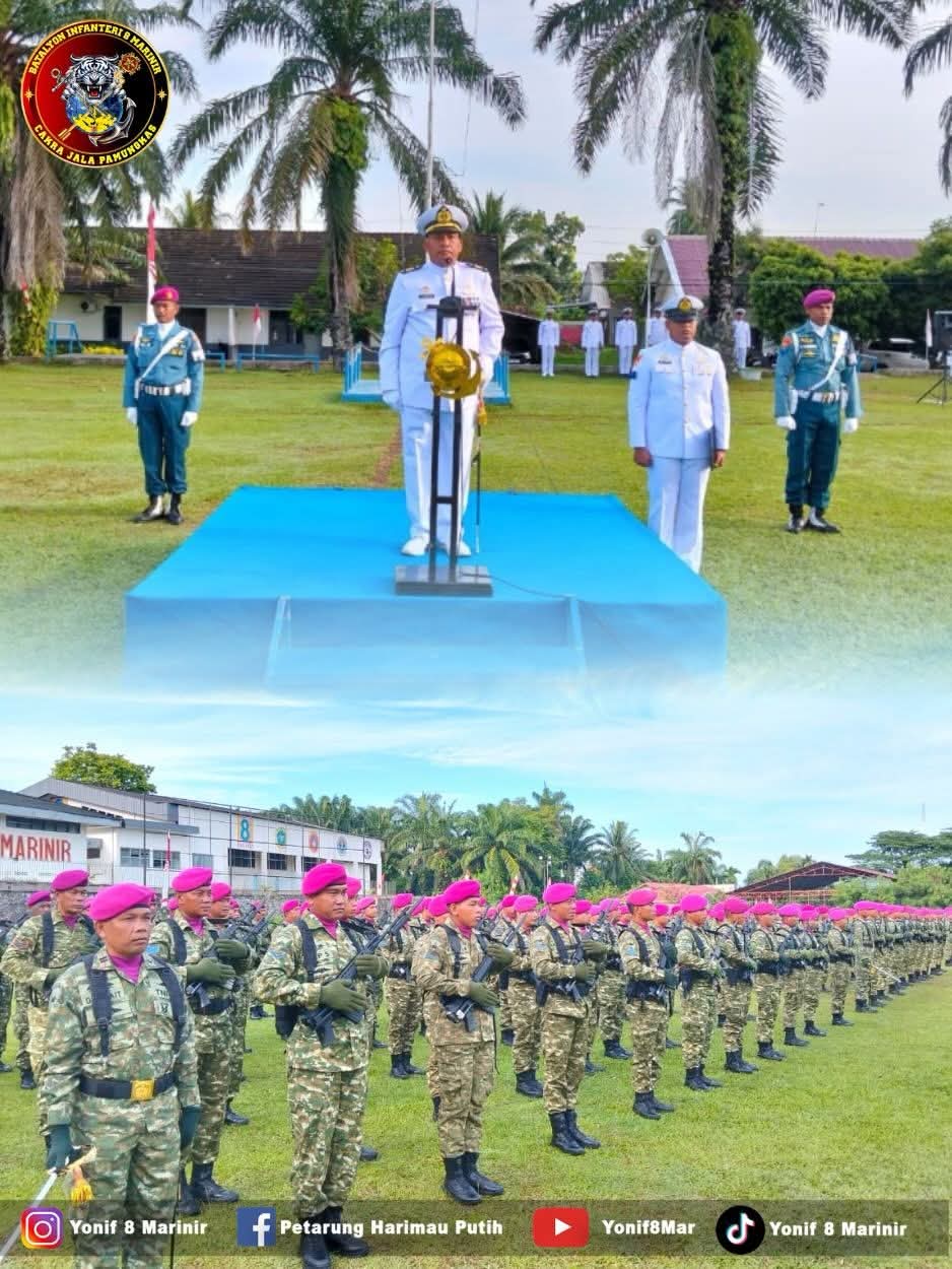 Upacara HUT RI Ke-81 Di Batalyon Infanteri 8 Marinir Berlangsung Khidmat 