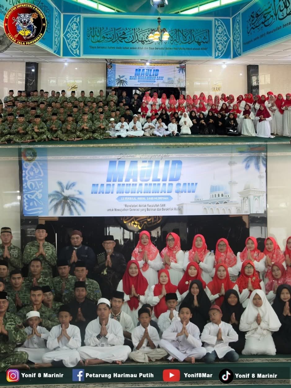Batalyon Infanteri 8 Marinir Menggelar Tausyiah Agama Memperingati Maulid Nabi Muhammad SAW 