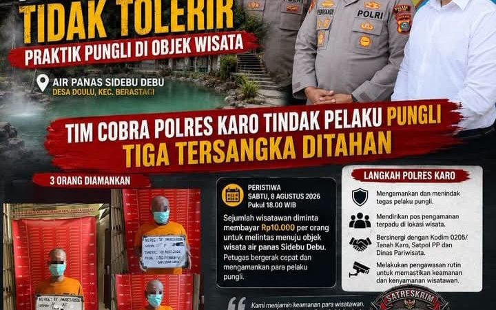 “Pungli Ganggu Wisatawan di Sidebu Debu, Tim Cobra Polres Karo Bergerak: Dua Tersangka Ditahan”