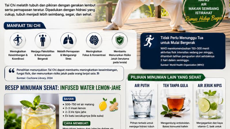 Tai Chi dan Minuman Sehat : Dua Kebiasaan Sederhana Untuk Menjaga Tubuh Tetap Bugar 