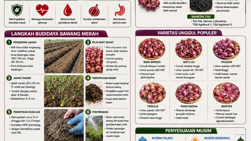 Rahasia Panen Bawang Merah Berkualitas : Pilih Bibitnya Sesuaikan Musimnya,Jangan Salah Pupuk