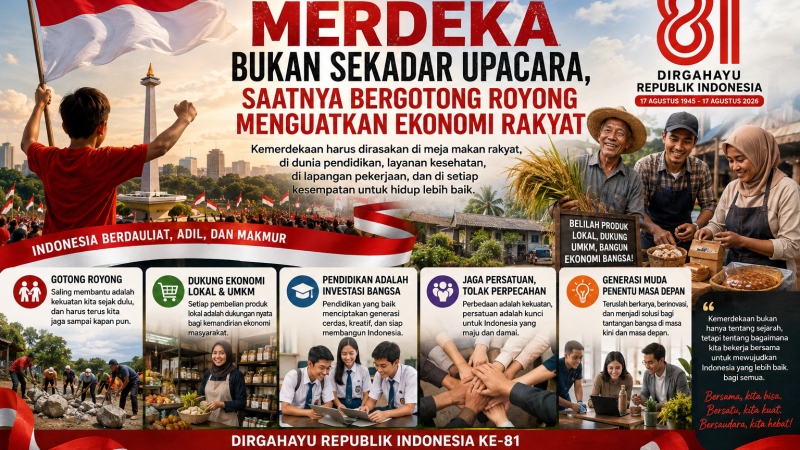 HUT ke-81 Kemerdekaan RI  Merdeka Bukan Sekadar Upacara, Saatnya Bergotong Royong Menguatkan Ekonomi Rakyat
