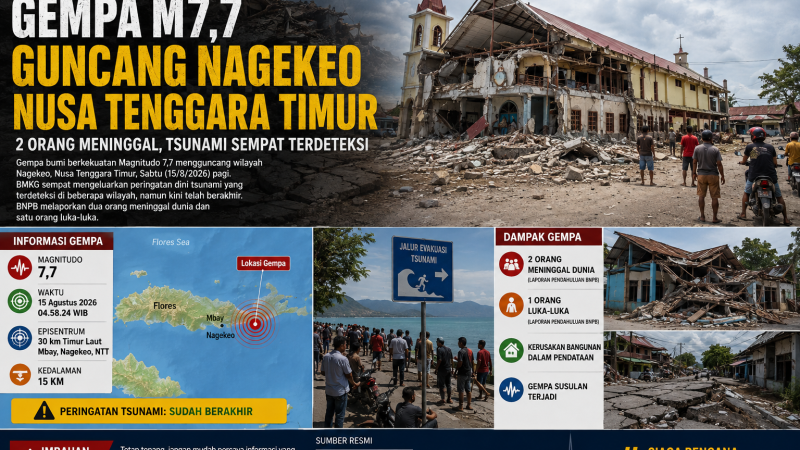 Gempa M7,7 Guncang Nagekeo NTT, Dua Orang Meninggal; Tsunami Sempat Terdeteksi di Sejumlah Wilayah