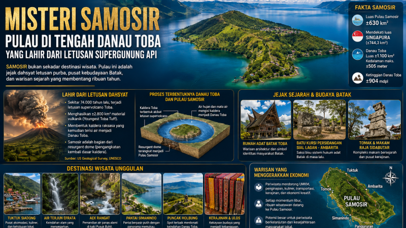 Misteri Samosir : Pulau Besar di Tengah Danau Toba yang Lahir dari Letusan Super Gunung Api