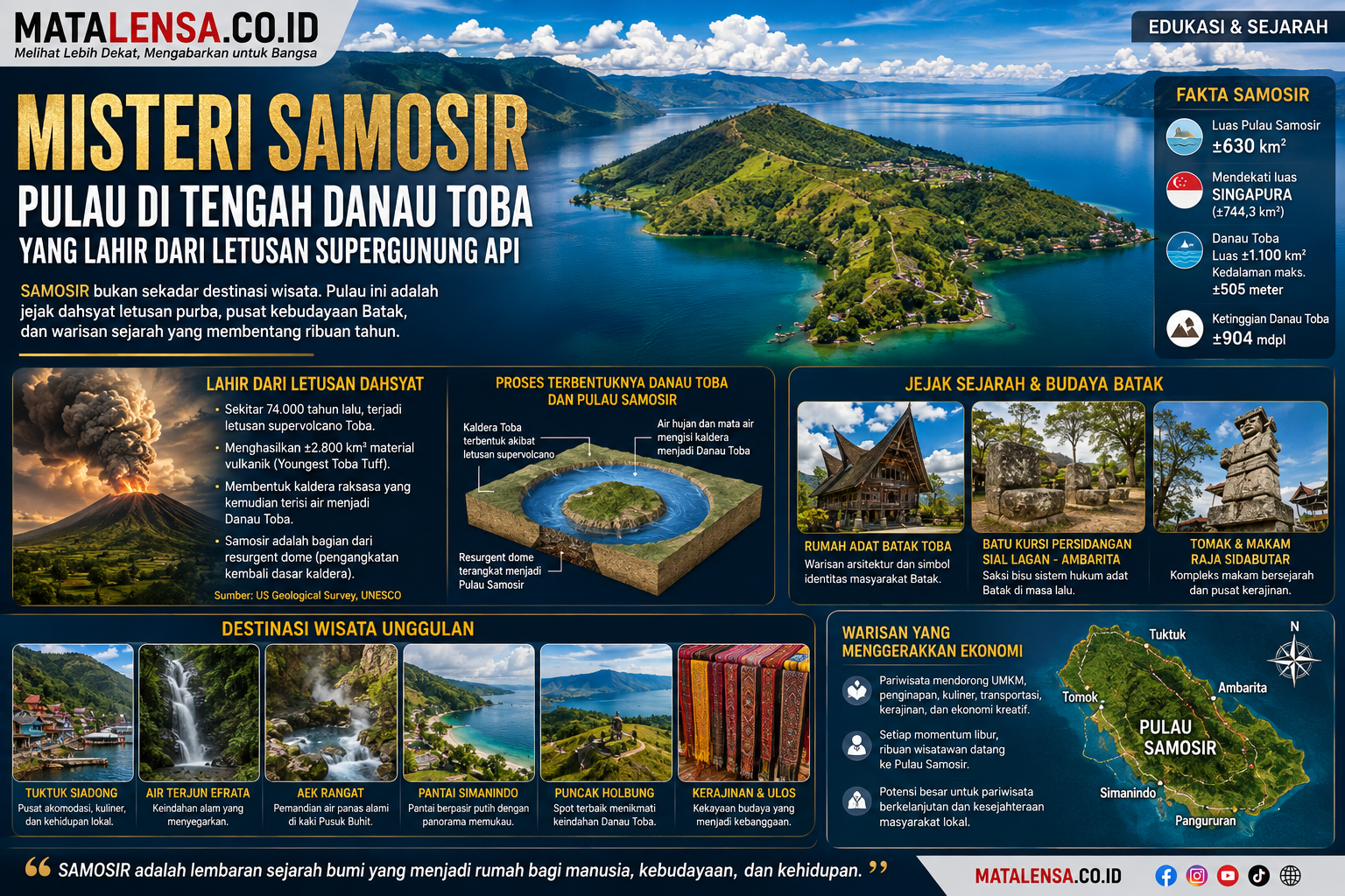 Misteri Samosir : Pulau Besar di Tengah Danau Toba yang Lahir dari Letusan Super Gunung Api