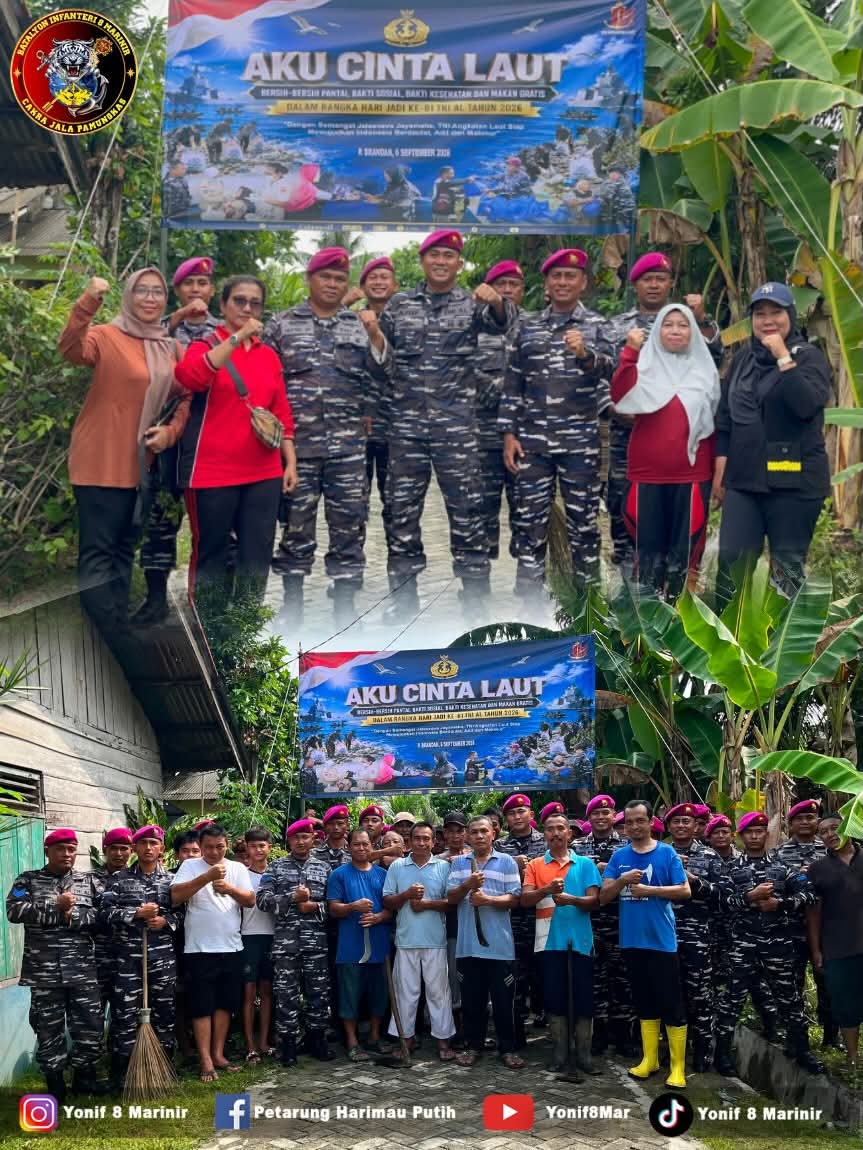 Bersama Rakyat Yonif 8 Marinir Tebar Kepedulian Melalui Bakti Sosial 