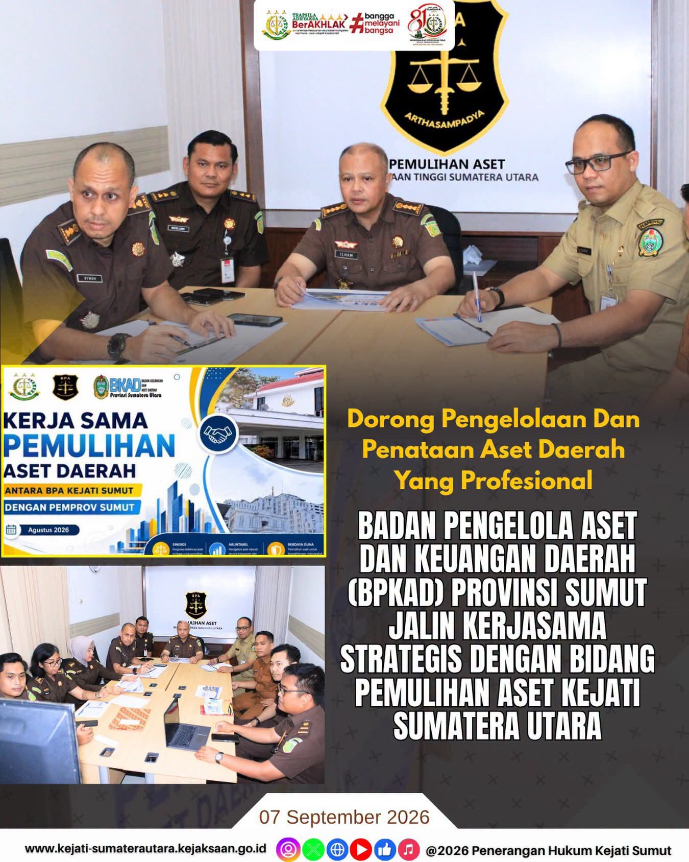 Perkuat Pemulihan Aset Daerah, BPKAD Sumut dan Kejati Sumut Susun Draft PKS