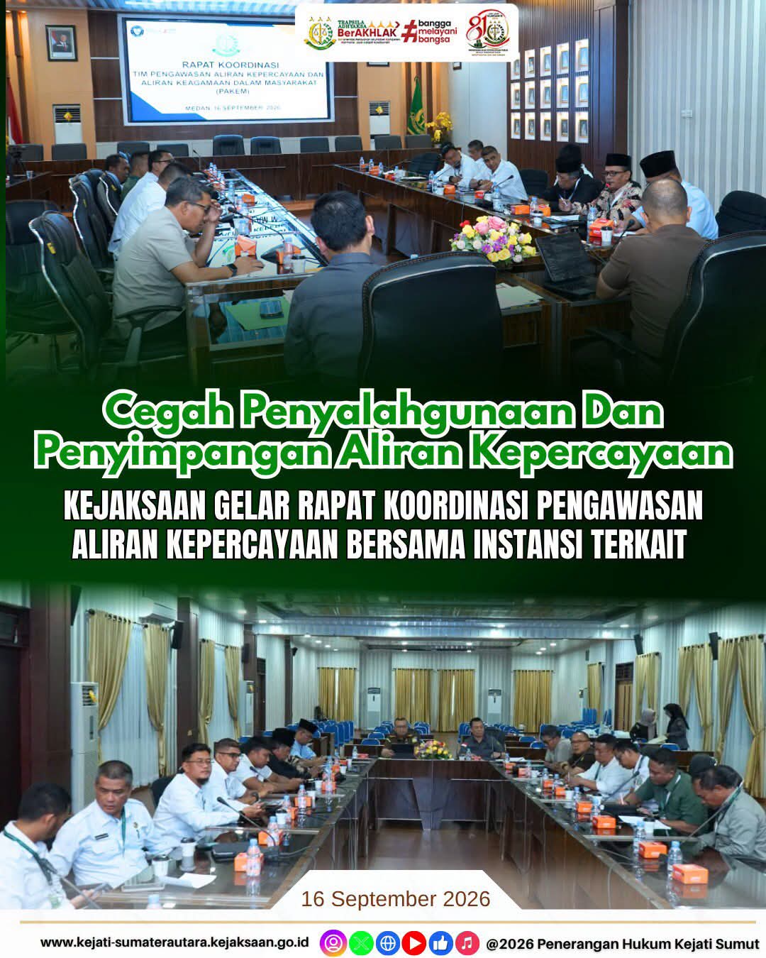 Jaga Kondusivitas Sumut, Kejati Gelar Rakor Pakem Libatkan Lintas Instansi