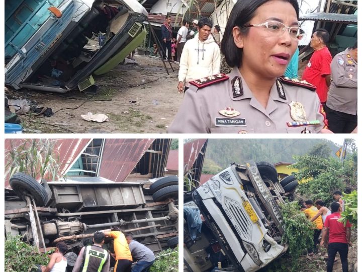 “Liburan Berujung Petaka, Bus Rombongan Asal Kisaran Terjun 10 Meter di Boho Sianjur Mula-mula”