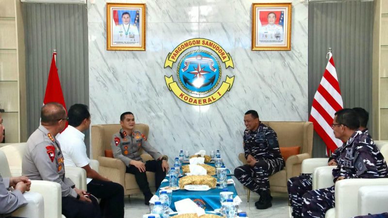Kapolda Sumut Sambangi Kodaeral I Belawan, Sinergi TNI-POLRI Diperkuat Jaga Keamanan Darat dan Laut