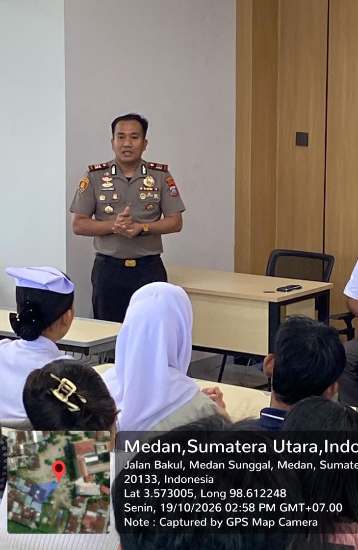 Kapolsek Sunggal Edukasi Mahasiswa Satya Terre Bhinneka : Jangan Sebarkan Hoaks,Jauhi Narkoba dan Judi online 