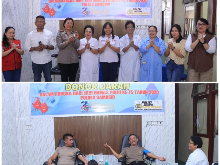 Hari Jadi Humas Polri ke-75, Polres Samosir Gelar Donor Darah – Kapolres AKBP Rina Sry Nirwana Terima Penghargaan dari PMI