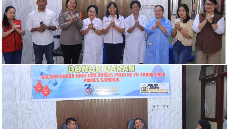 Hari Jadi Humas Polri ke-75, Polres Samosir Gelar Donor Darah – Kapolres AKBP Rina Sry Nirwana Terima Penghargaan dari PMI