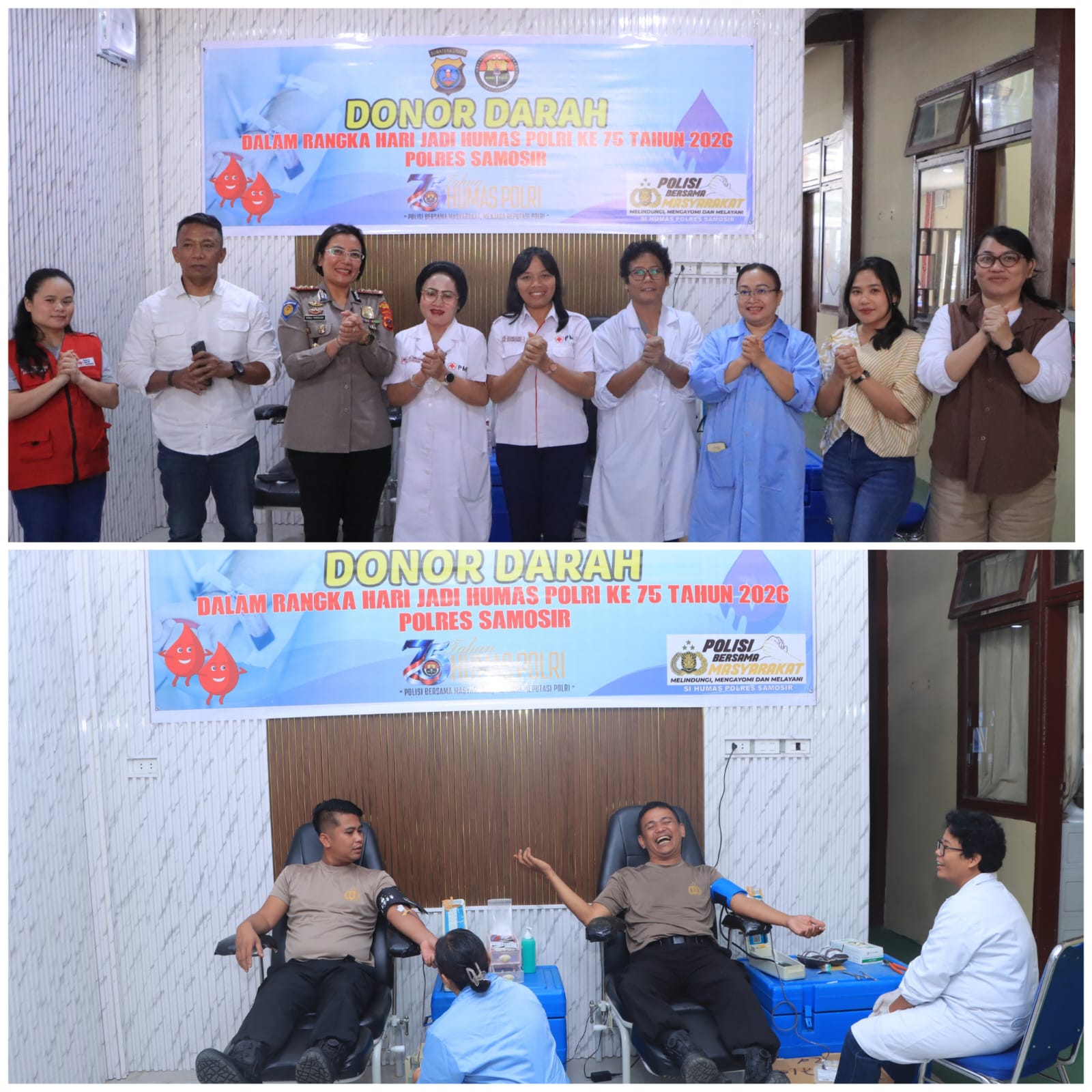 Hari Jadi Humas Polri ke-75, Polres Samosir Gelar Donor Darah – Kapolres AKBP Rina Sry Nirwana Terima Penghargaan dari PMI