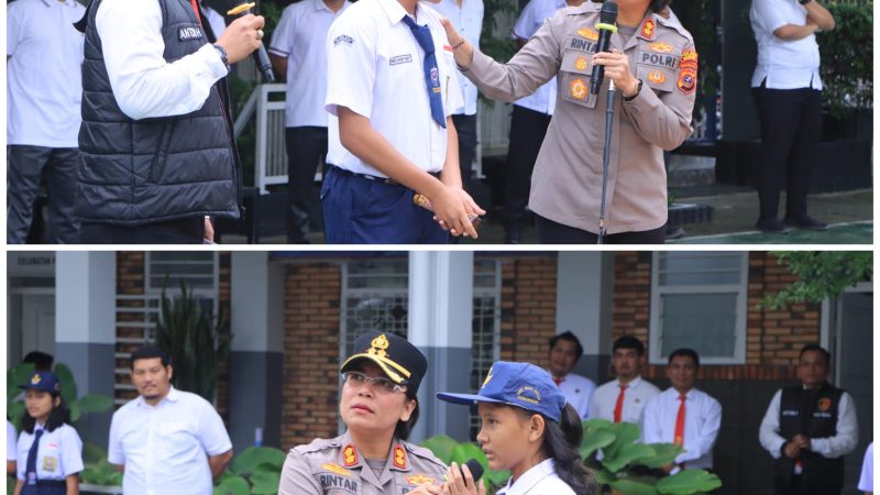 Stop Bullying ! Kapolres Samosir Turun ke SMP Budi Mulia, Siswa Jawab Benar Dapat Cokelat