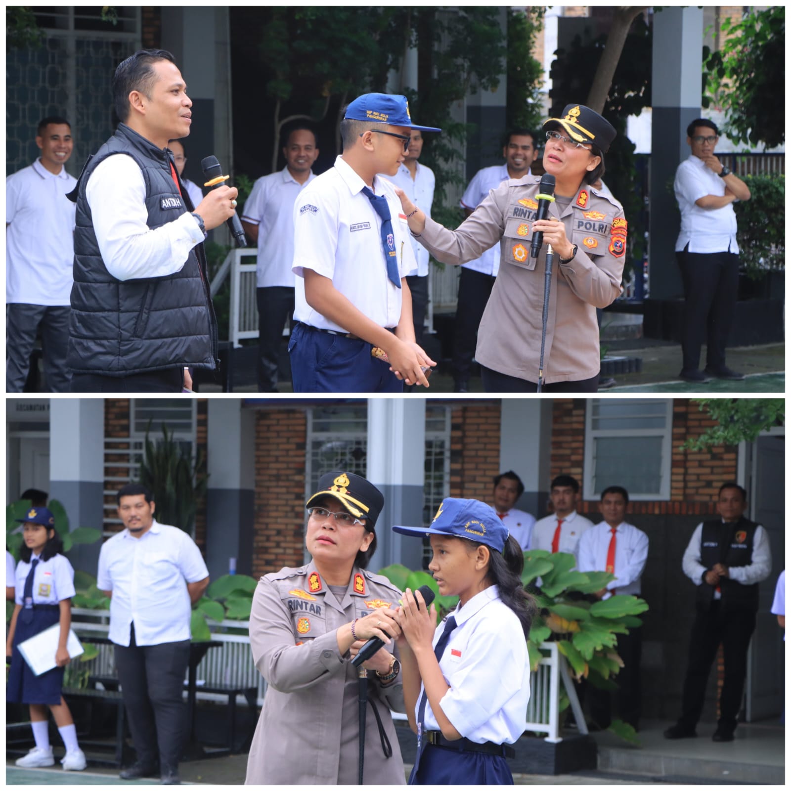 Stop Bullying ! Kapolres Samosir Turun ke SMP Budi Mulia, Siswa Jawab Benar Dapat Cokelat